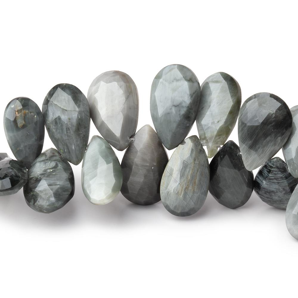 13x7-15x9mm Black Tiger's Eye Faceted Pear Beads 8 inch 52 pieces (ONLINE ORDER ONLY)
