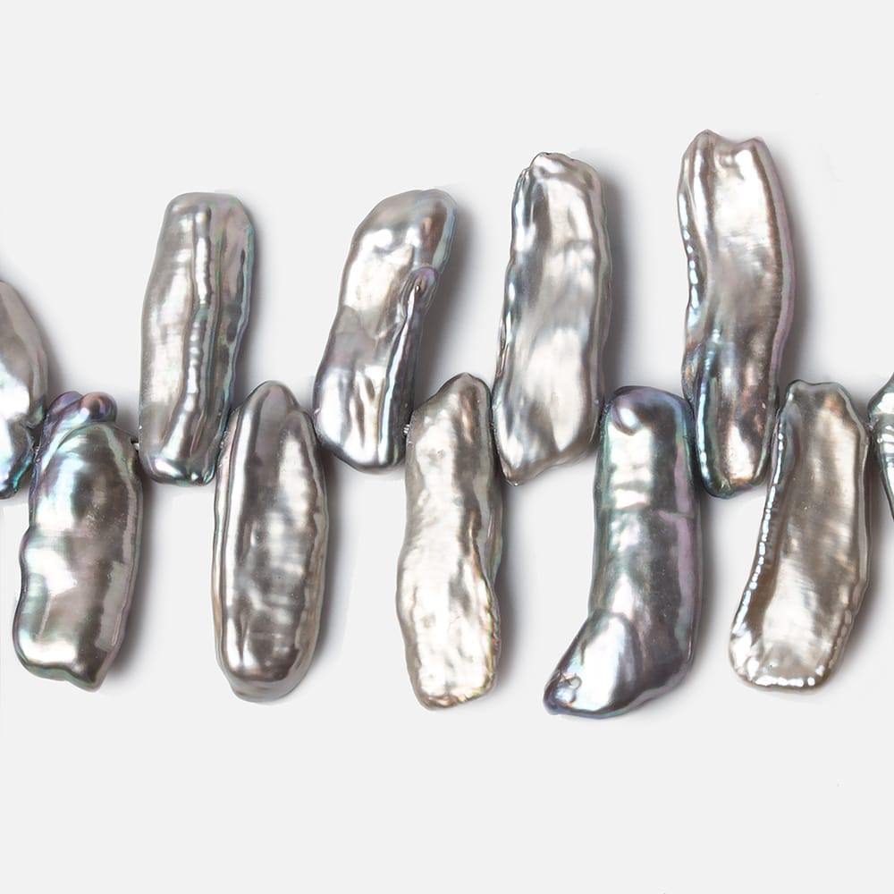 13x7-18x7mm Silver Top Drilled Biwa Freshwater Pearl Beads 16 inch 70 pieces (ONLINE ORDER ONLY)