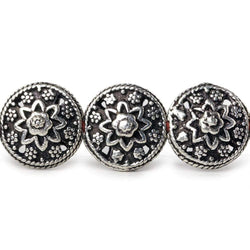 13x7mm Antiqued Sterling Silver Plated Copper Bead Floral Disc 8 inch 16 pcs (ONLINE ORDER ONLY)