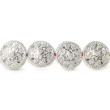 12x7mm Sterling Silver Plated Copper Bead Floral Disc 8 inch 16 pcs (ONLINE ORDER ONLY)
