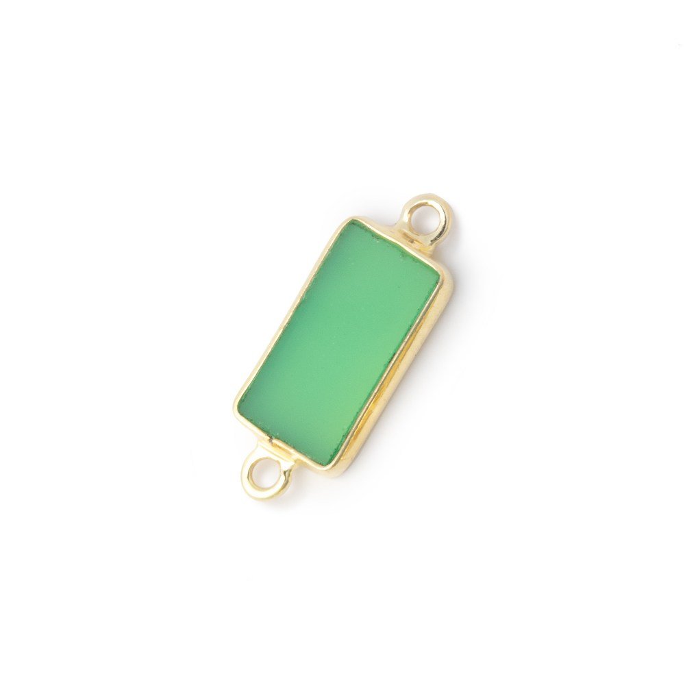 13x7mm Vermeil Bezel Green Chalcedony Flat Rectangle 1 Connector (ONLINE ORDER ONLY)