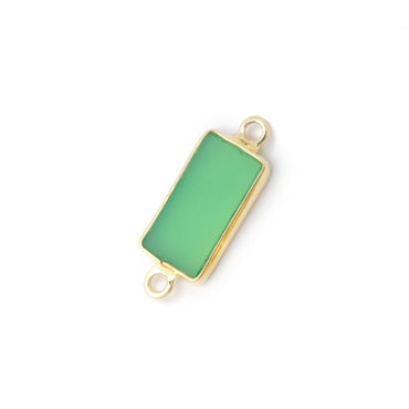 13x7mm Vermeil Bezel Green Chalcedony Flat Rectangle 1 Connector (ONLINE ORDER ONLY)