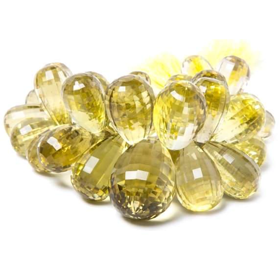13x8-30x20mm Lemon Quartz Checkerboard Faceted Tear Drops 44 beads AAA Grade (ONLINE ORDER ONLY)