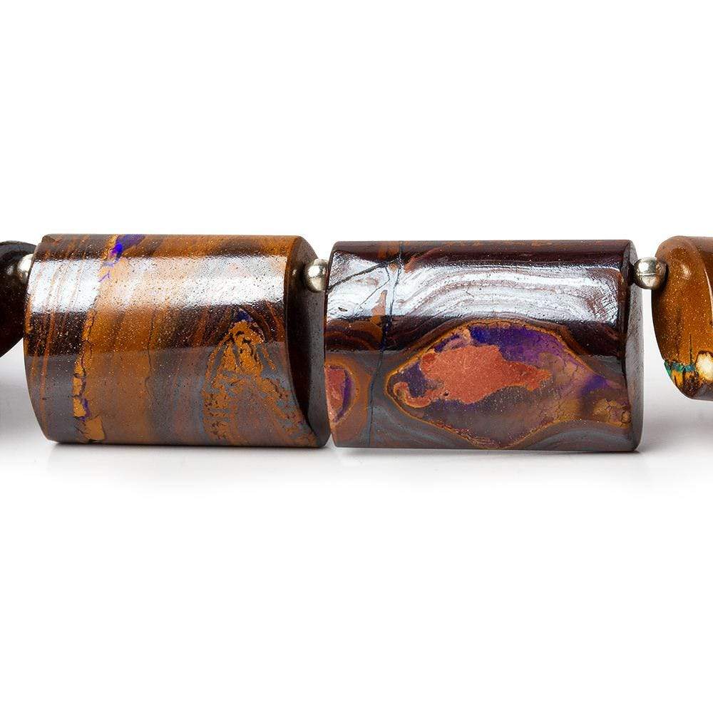 13x8.5-22x14.5mm Australian Boulder Opal plain oval tube beads 13.5 inch 17 pieces AA (ONLINE ORDER ONLY)