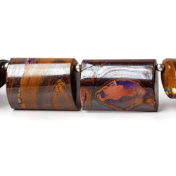 13x8.5-22x14.5mm Australian Boulder Opal plain oval tube beads 13.5 inch 17 pieces AA (ONLINE ORDER ONLY)