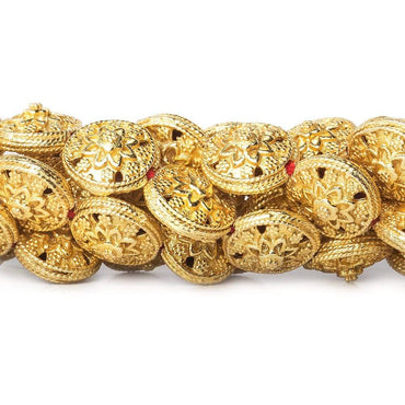 13x8.5mm 22kt Gold Plated Copper Bead Floral Disc 8 inch 16 pieces (ONLINE ORDER ONLY)