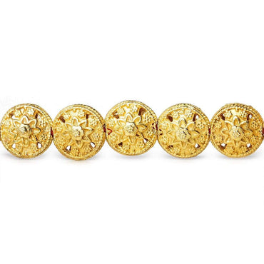 13x8.5mm 22kt Gold Plated Copper Bead Floral Disc 8 inch 16 pieces (ONLINE ORDER ONLY)