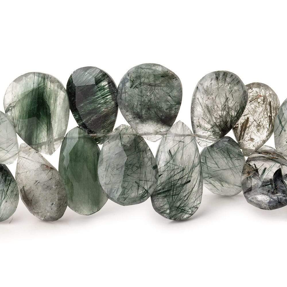 13x9-17x10mm Green Tourmalinated Quartz Faceted Pear Beads 7.5 inch 40 pcs (ONLINE ORDER ONLY)