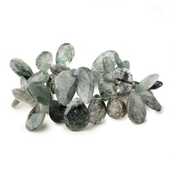 13x9-17x10mm Green Tourmalinated Quartz Faceted Pear Beads 7.5 inch 40 pcs (ONLINE ORDER ONLY)