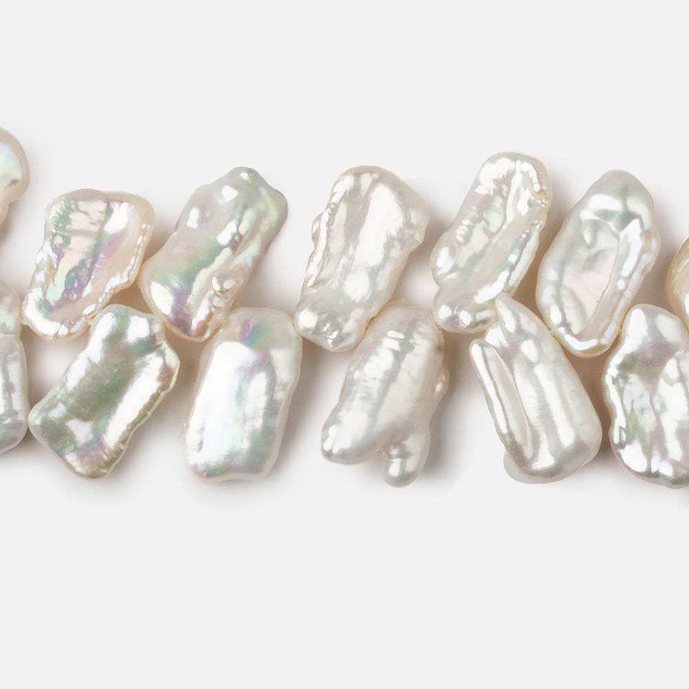 13x9-17x10mm White Top Drilled Biwa Freshwater Pearls 16 inch 69 pieces AAA (ONLINE ORDER ONLY)