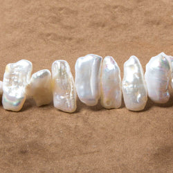 13x9-20x9mm White Biwa Freshwater Pearls 14.5 inch 50 pieces (ONLINE ORDER ONLY)