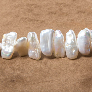 13x9-20x9mm White Biwa Freshwater Pearls 14.5 inch 50 pieces (ONLINE ORDER ONLY)