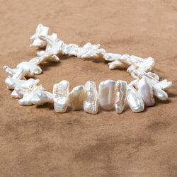 13x9-20x9mm White Biwa Freshwater Pearls 14.5 inch 50 pieces (ONLINE ORDER ONLY)