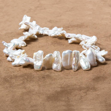 13x9-20x9mm White Biwa Freshwater Pearls 14.5 inch 50 pieces (ONLINE ORDER ONLY)