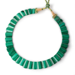 12x7-22x9mm Malachite double drilled plain fancy shape collar 39 beads (ONLINE ORDER ONLY)