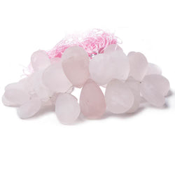 13x9-21x14mm Frosted Rose Quartz plain pear beads 8 inch 39 pieces (ONLINE ORDER ONLY)