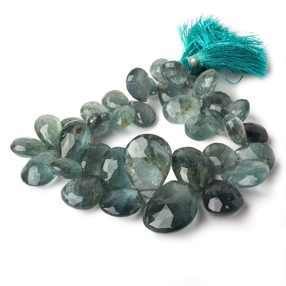 13x9-26x20mm Moss Aquamarine Faceted Pears 8.5 inch 37 Beads AAA (ONLINE ORDER ONLY)