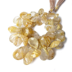 13x9-30x19mm Golden Rutilated Quartz pavilion faceted pears 8.5 inch 45 beads A (ONLINE ORDER ONLY)
