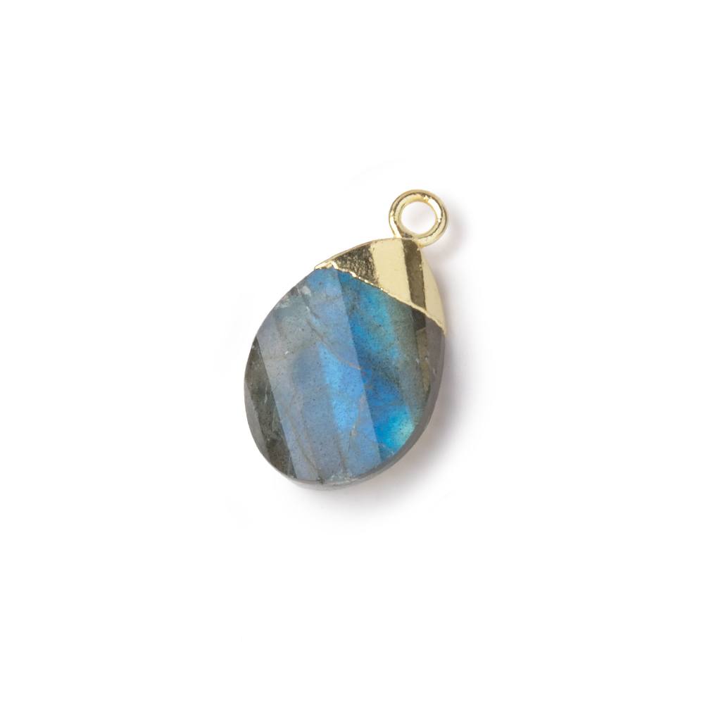 13x9mm Gold Leafed Labradorite Step Faceted Twisted Pear 1 Focal Pendant (ONLINE ORDER ONLY)