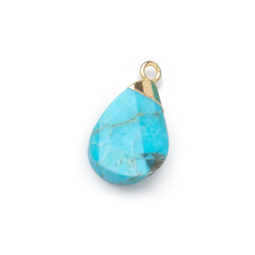 13x9mm Gold Leafed Turquoise Howlite Pear Twist Focal Pendant 1 piece (ONLINE ORDER ONLY)