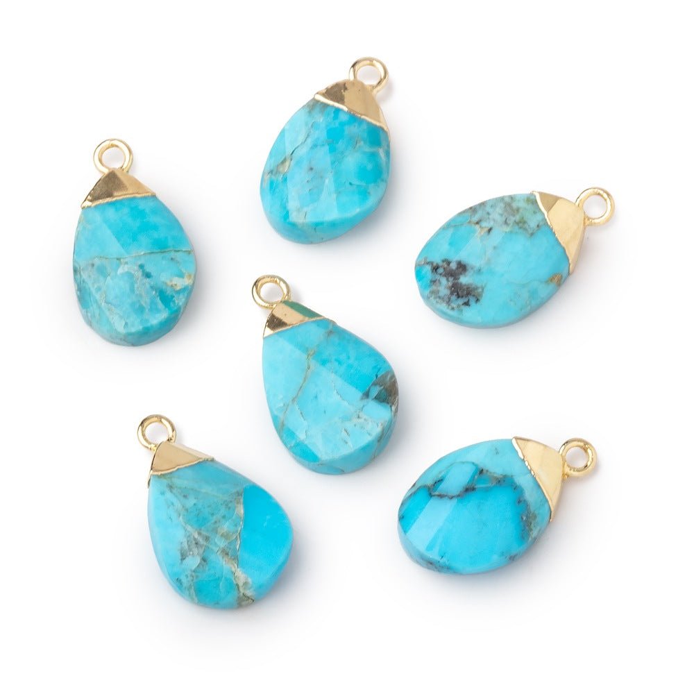 13x9mm Gold Leafed Turquoise Howlite Pear Twist Focal Pendant 1 piece (ONLINE ORDER ONLY)