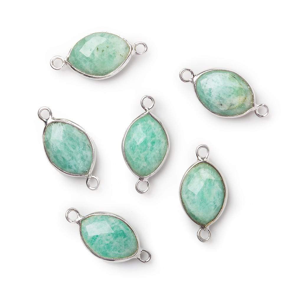 13x9mm Silver Bezel Amazonite Marquise Connector 1 piece (ONLINE ORDER ONLY)