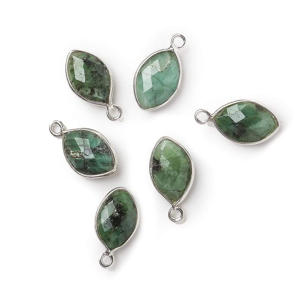 13x9mm Silver Bezel Emerald Marquise Pendant 1 piece (ONLINE ORDER ONLY)