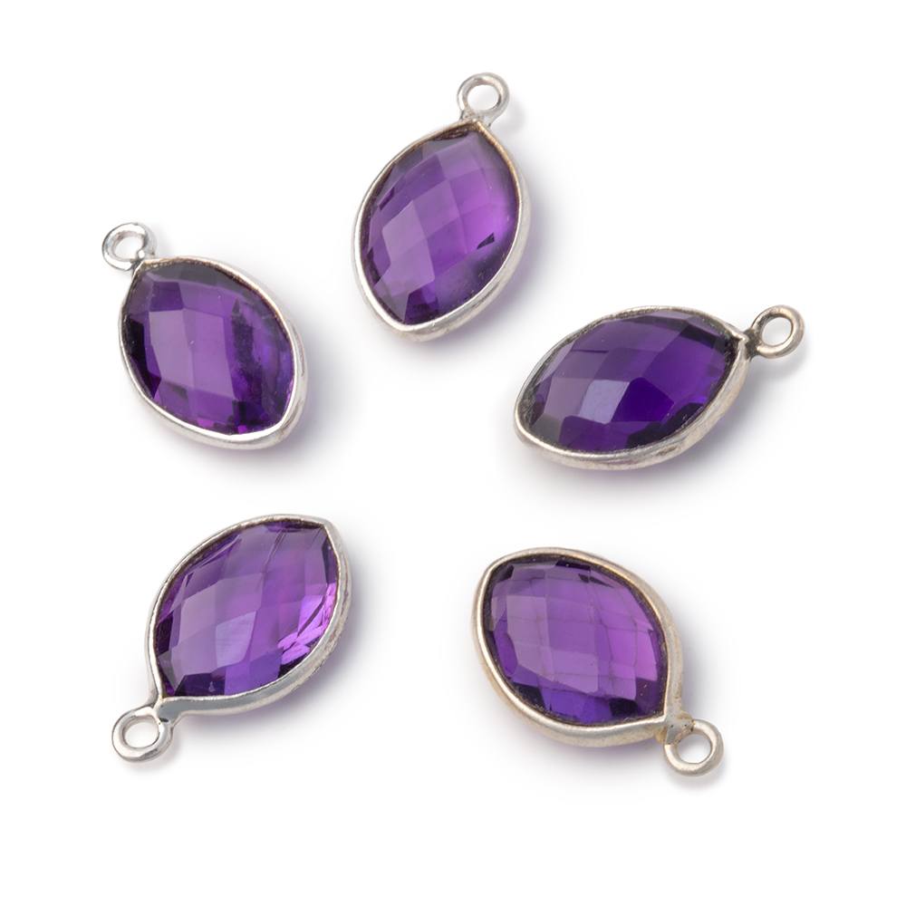 13x9mm Sterling Silver Bezel Amethyst Faceted Marquise 1 Pendant (ONLINE ORDER ONLY)