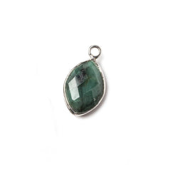 13x9mm Sterling Silver Bezel Emerald faceted marquise Petite Pendant 1 piece (ONLINE ORDER ONLY)