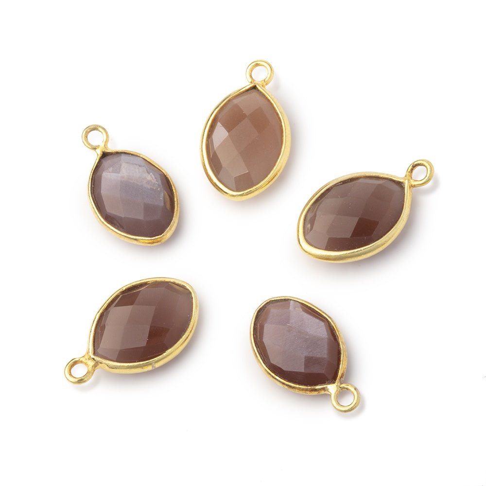 13x9mm Vermeil Bezel Chocolate Moonstone Faceted Marquise 1 Pendant (ONLINE ORDER ONLY)