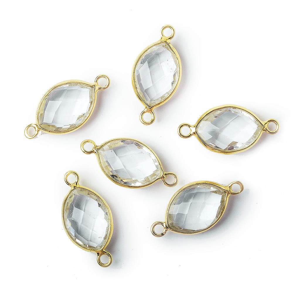 13x9mm Vermeil Bezel Crystal Quartz Marquise Connector 1 piece (ONLINE ORDER ONLY)