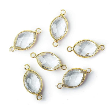 13x9mm Vermeil Bezel Crystal Quartz Marquise Connector 1 piece (ONLINE ORDER ONLY)