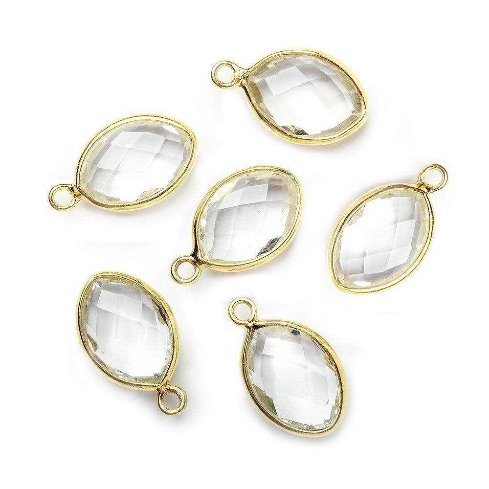 13x9mm Vermeil Bezel Crystal Quartz Marquise Pendant 1 piece (ONLINE ORDER ONLY)