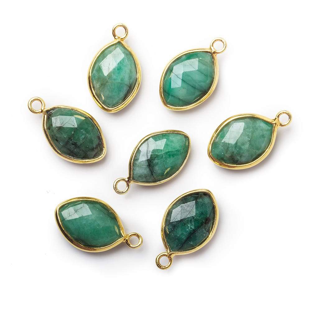 13x9mm Vermeil Bezel Emerald Marquise Pendant 1 piece (ONLINE ORDER ONLY)
