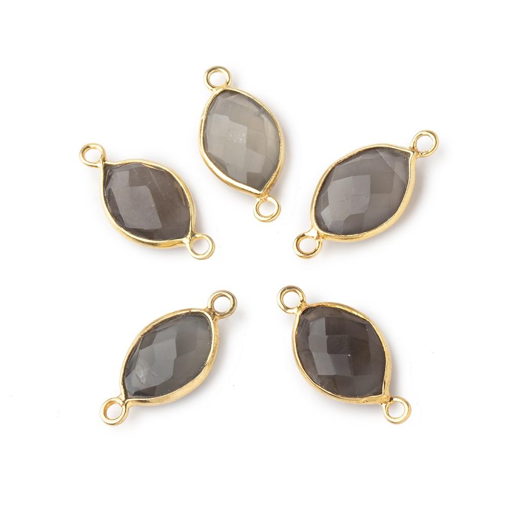 13x9mm Vermeil Bezel Grey Moonstone Marquise Connector 1 piece (ONLINE ORDER ONLY)