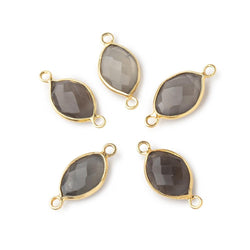 13x9mm Vermeil Bezel Grey Moonstone Marquise Connector 1 piece (ONLINE ORDER ONLY)