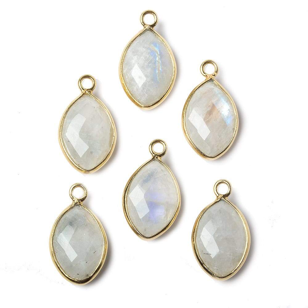 13x9mm Vermeil Bezel Rainbow Moonstone faceted marquise Petite Pendant 1 piece (ONLINE ORDER ONLY)
