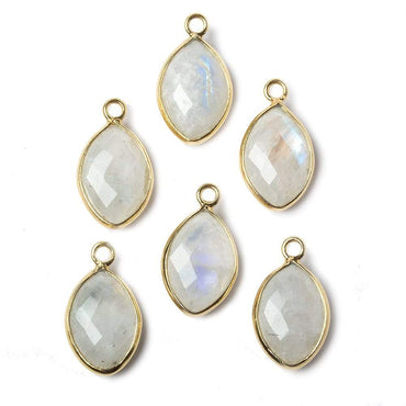 13x9mm Vermeil Bezel Rainbow Moonstone faceted marquise Petite Pendant 1 piece (ONLINE ORDER ONLY)