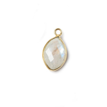 13x9mm Vermeil Bezel Rainbow Moonstone faceted marquise Petite Pendant 1 piece (ONLINE ORDER ONLY)
