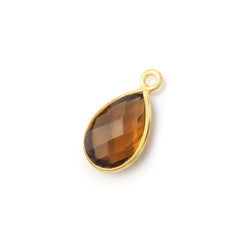 13x9mm Vermeil Bezel Whiskey Quartz Faceted Pear Pendant 1 piece (ONLINE ORDER ONLY)