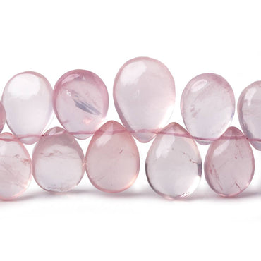 11x8x7-16x12x7mm Rose Quartz plain pear beads 8 inch 34 piece (ONLINE ORDER ONLY)