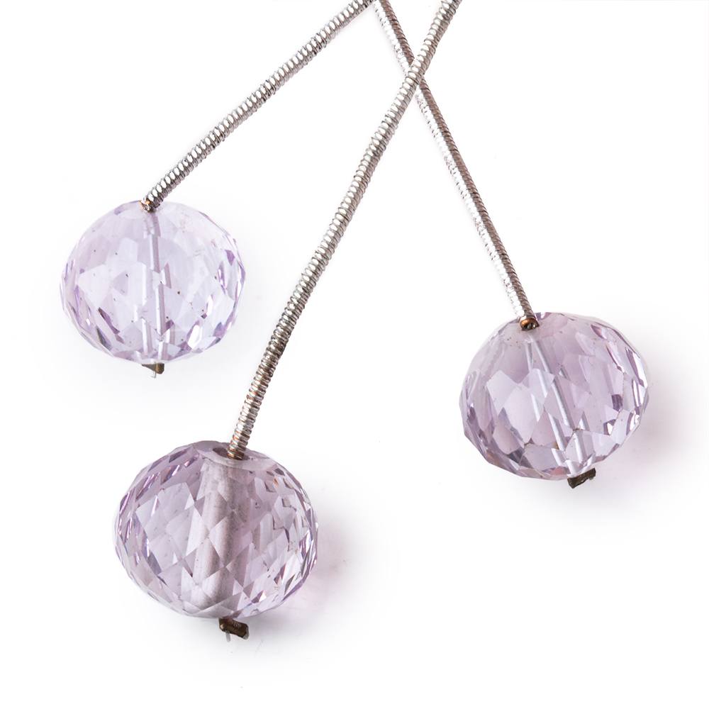 14-14.5mm Pink Amethyst Concave Faceted Rondelles Set of 3 Focal Beads (ONLINE ORDER ONLY)