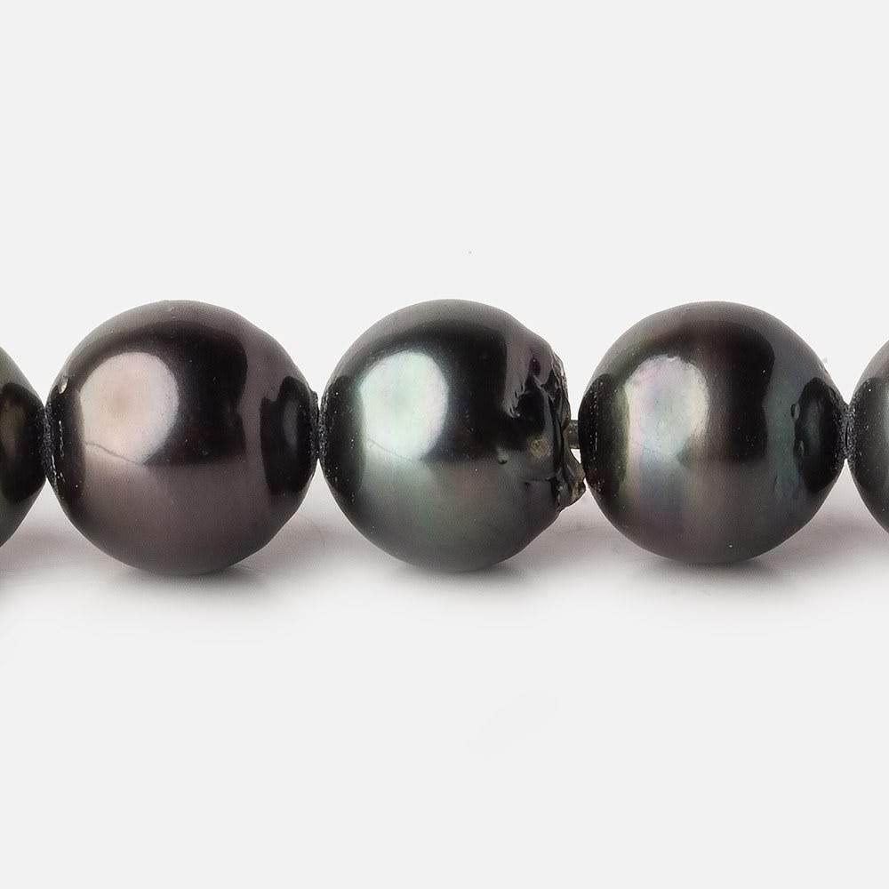 14-14.5mm Silver Peacock Tahitian Large Hole Saltwater Pearls 4 inch 7 pieces (ONLINE ORDER ONLY)