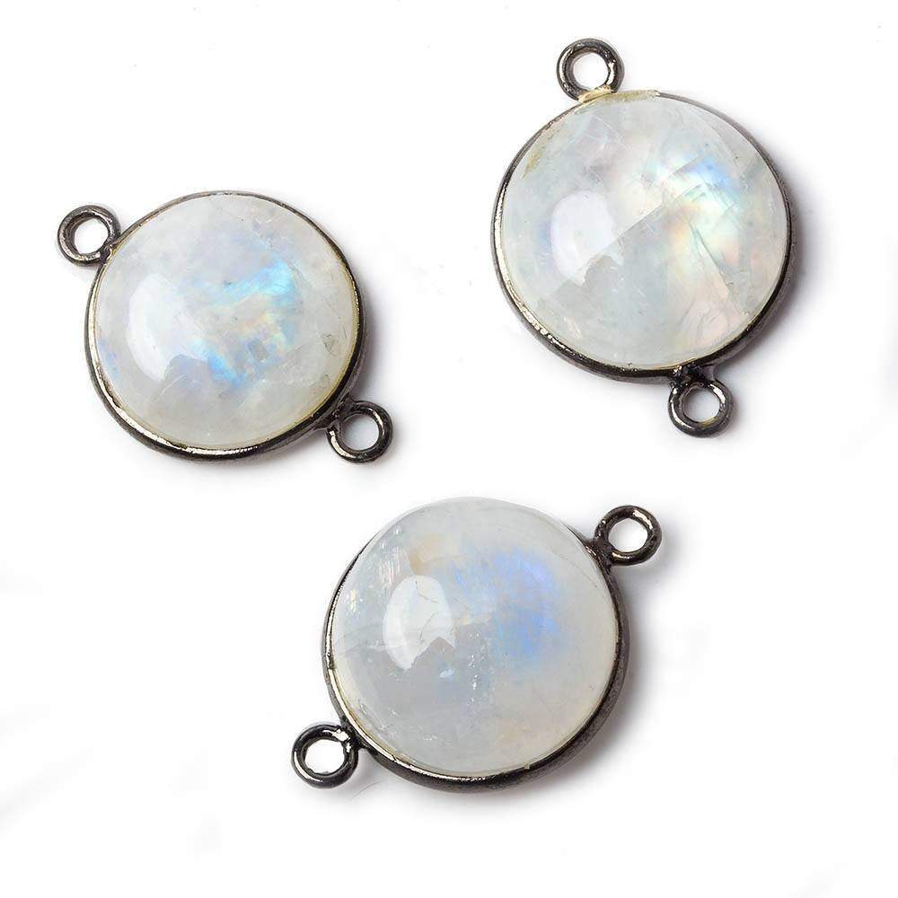 14-15mm Black Gold Bezel Rainbow Moonstone Cabochon Connector 1 piece (ONLINE ORDER ONLY)