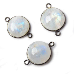 14-15mm Black Gold Bezel Rainbow Moonstone Cabochon Connector 1 piece (ONLINE ORDER ONLY)