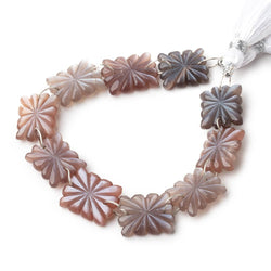 14-15mm Chocolate Moonstone Double Drill Carved Rectangle 10 Beads (ONLINE ORDER ONLY)