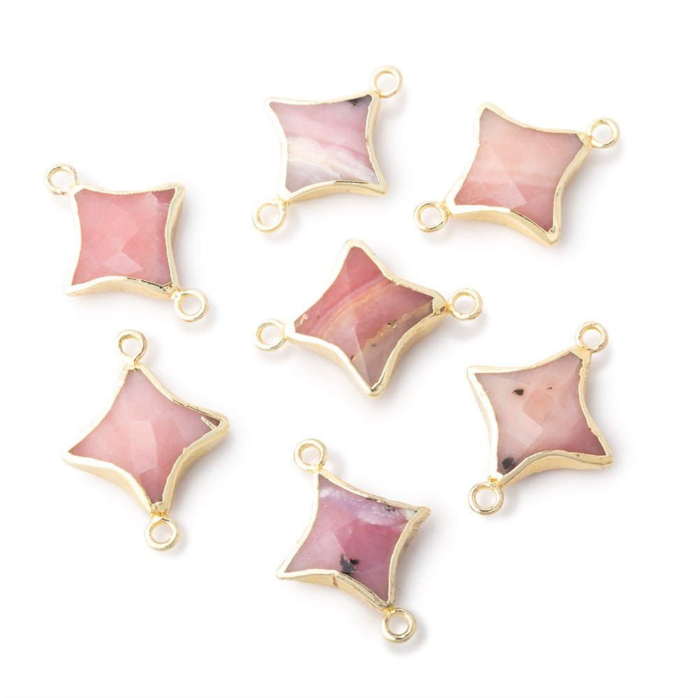 14-15mm Gold Leafed Pink Peruvian Opal 4 Point Star Focal 1 Connector (ONLINE ORDER ONLY)