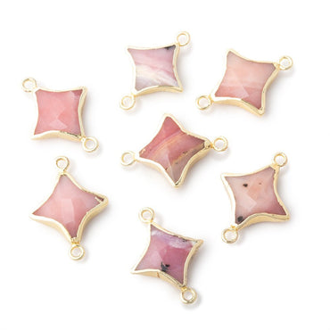 14-15mm Gold Leafed Pink Peruvian Opal 4 Point Star Focal 1 Connector (ONLINE ORDER ONLY)