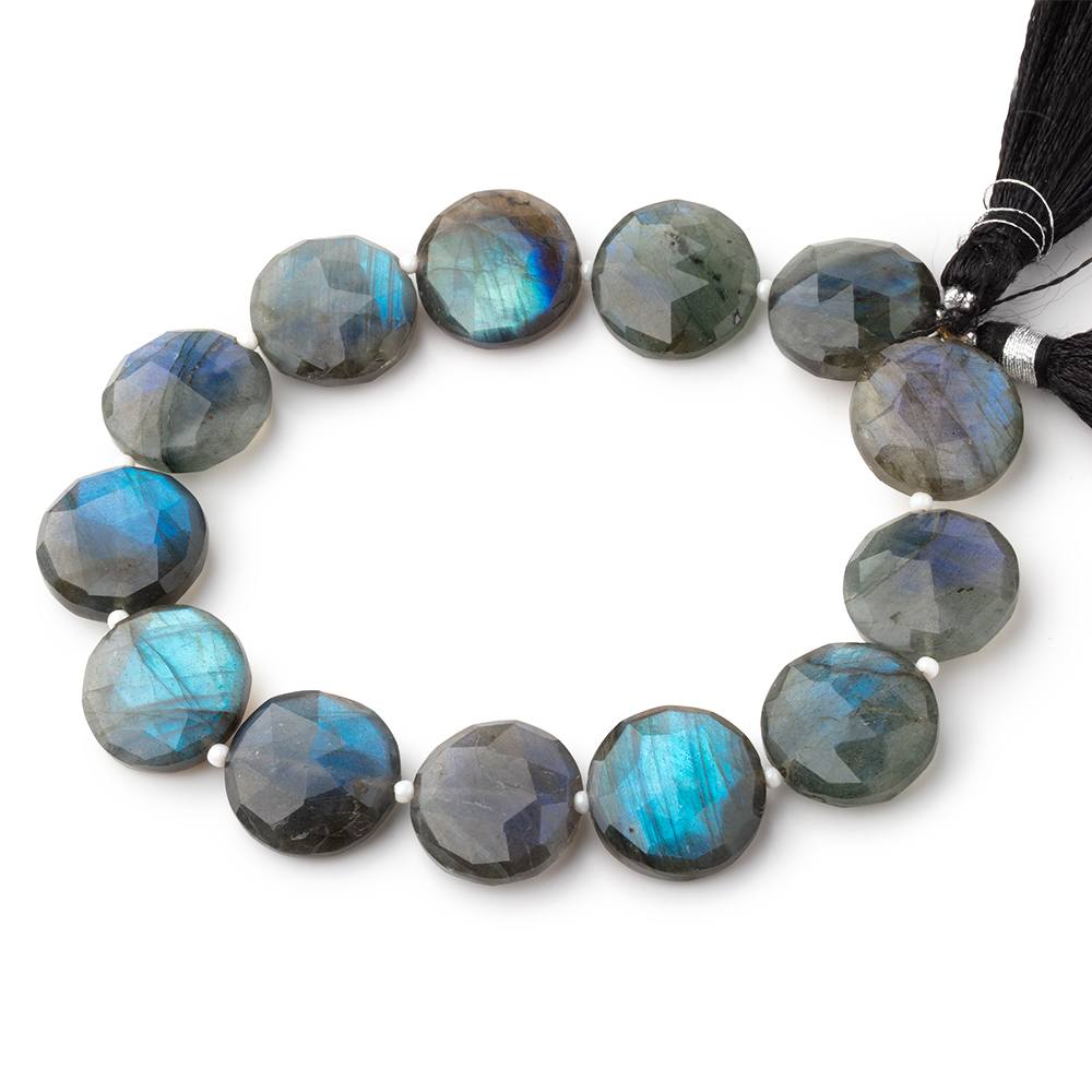 14-15mm Labradorite Faceted Coin Beads 7.5 inch 13 pieces (ONLINE ORDER ONLY)