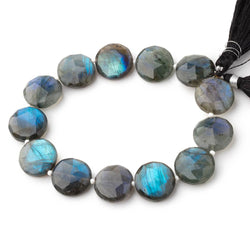 14-15mm Labradorite Faceted Coin Beads 7.5 inch 13 pieces (ONLINE ORDER ONLY)